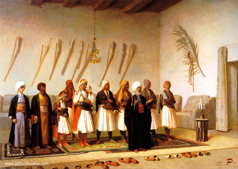 Copie Reproduction Jean Léon Gérôme la Prière dans la maison