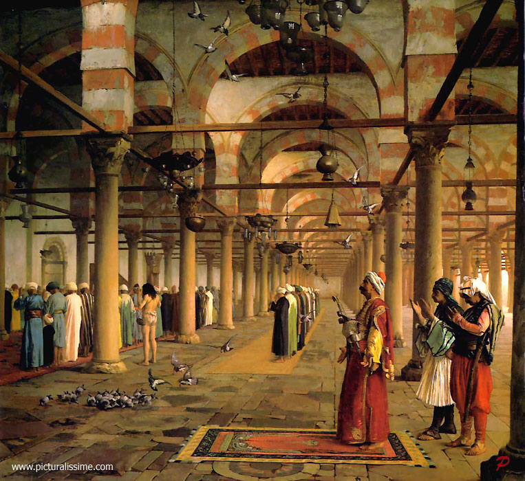 Copie Reproduction Jean Léon Gérôme Prière publique etagrave; la Mosquée