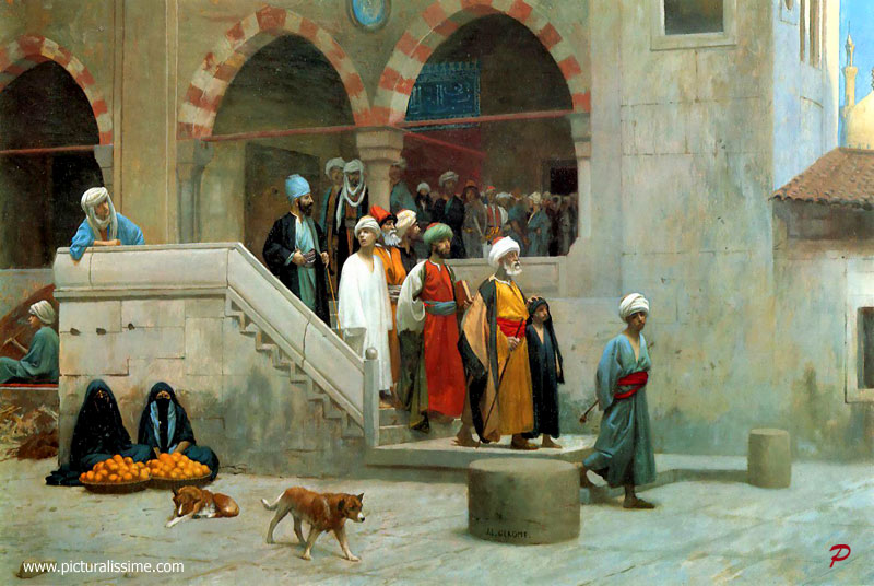 Copie Reproduction Jean Léon Gérôme sortie de la Mosquée
