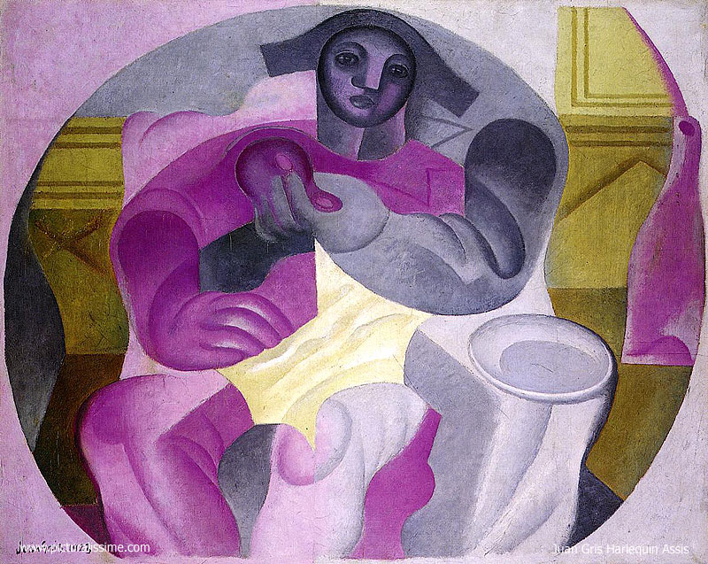 Copie Reproduction Juan Gris Arlequin assis