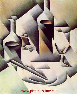 Juan Gris Bouteilles et couteau