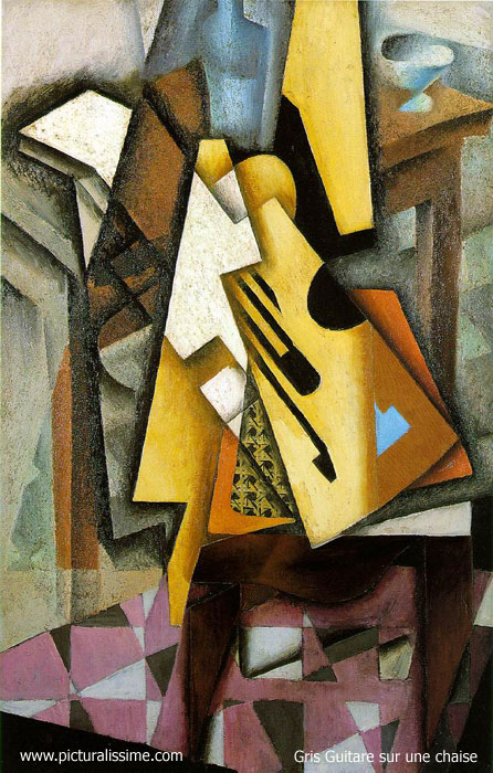Copie Reproduction Gris Guitare sur une chaise