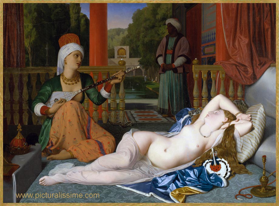 Copie Reproduction de Ingres Odalisque et Servants