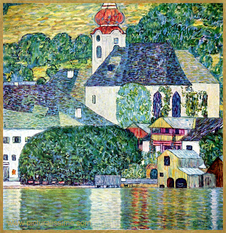 Copie Reproduction de Klimt L'glise de Unterach