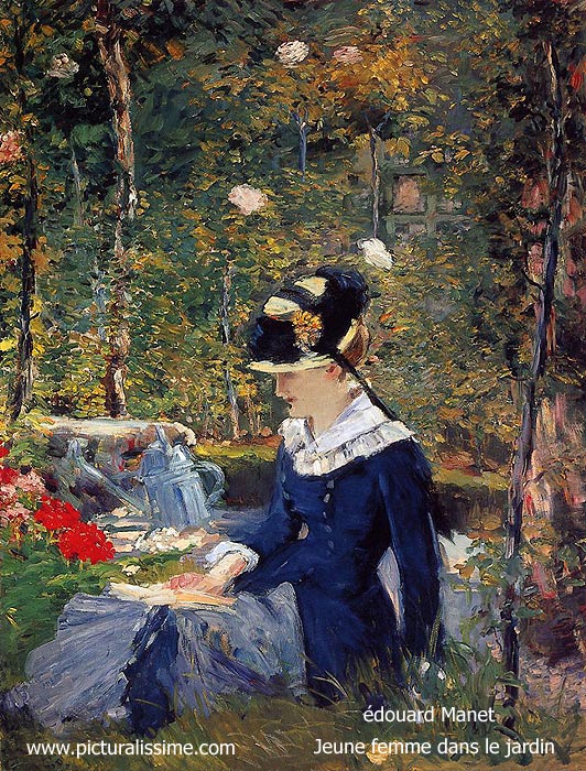 Copie Reproduction de Manet Jeune femme dans le jardin