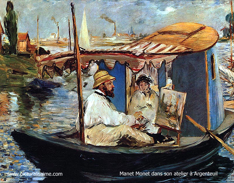 Manet Monet dans son atelier à Argenteuil