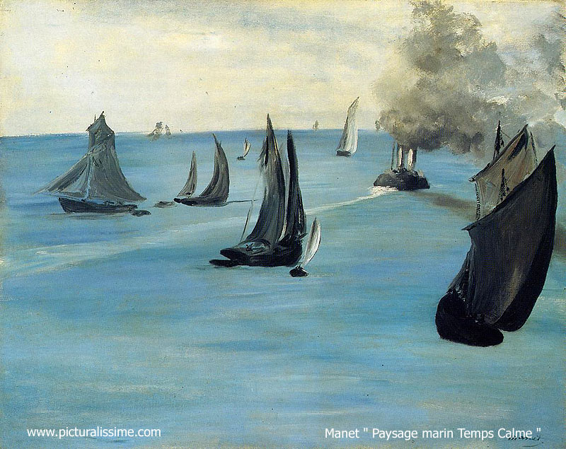 Copie Reproduction de Manet Paysage Marin temps calme