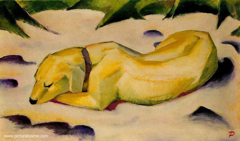 Franz Marc Chien couché dans la neige