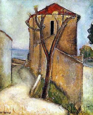 Amedeo Modigliani Arbre et Maisons