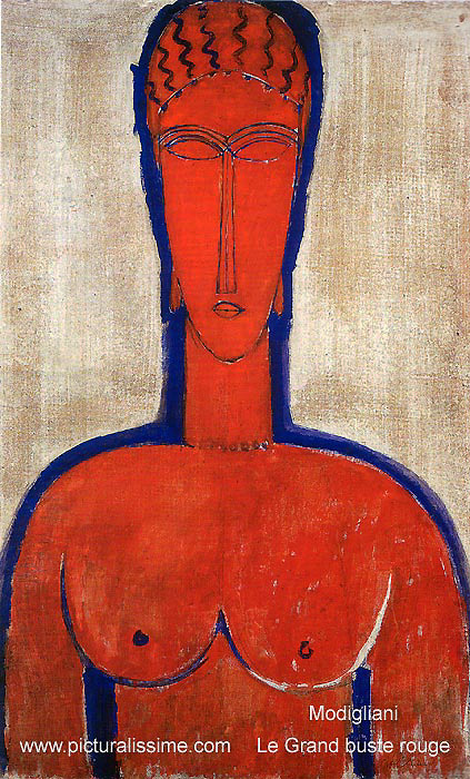 copie reproduction de Modigliani le Grand buste rouge