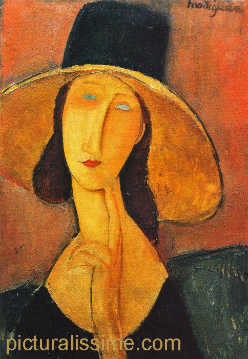 copie reproduction de Modigliani Jeanne Hébuterne au grand chapeau de paille