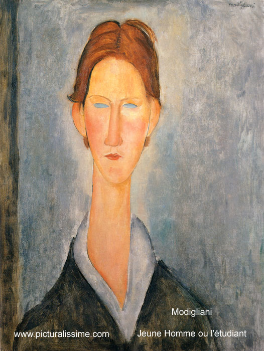 copie reproduction de Modigliani Jeune Homme ou l'étudiant