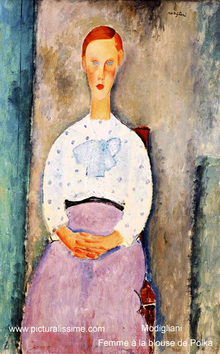 copie reproduction de Modigliani Femme etagrave; la blouse de Polka