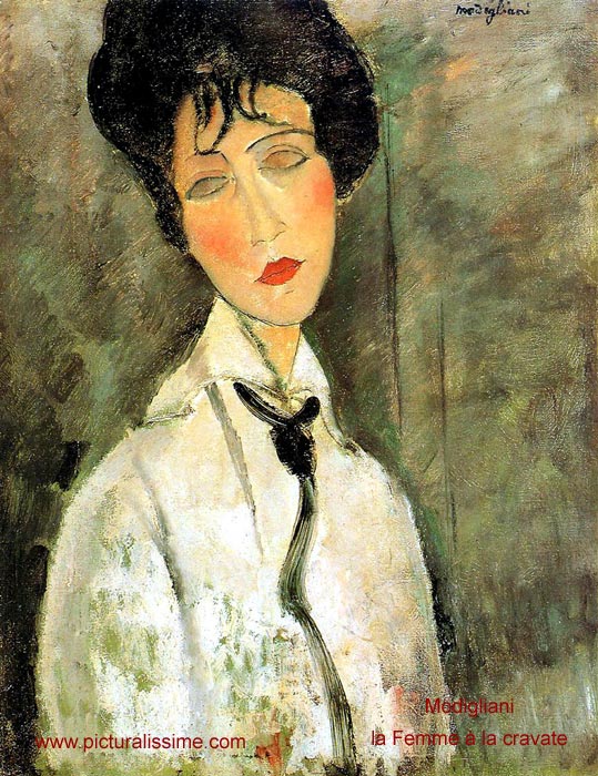 copie reproduction de Modigliani la Femme etagrave; la cravate
