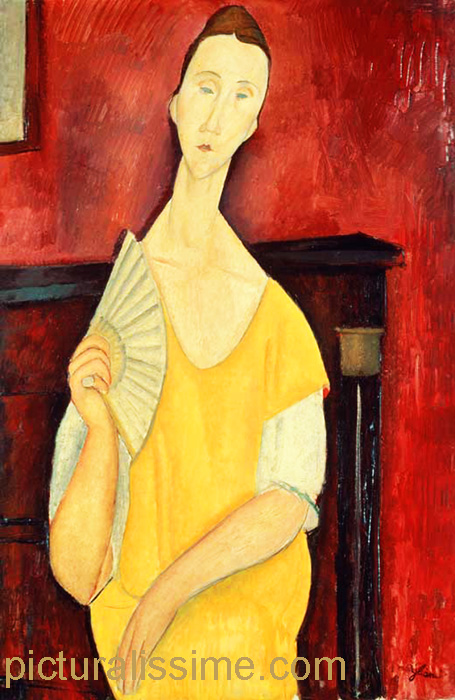 copie reproduction de Modigliani Femme etagrave; l'éventail Lunia Czechowska