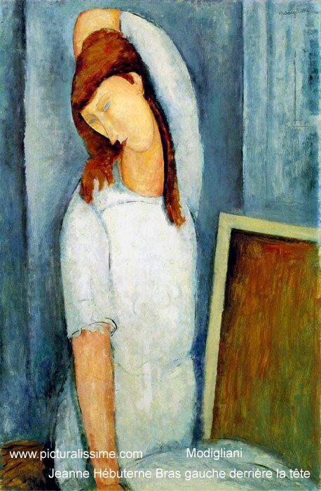 copie reproduction de Modigliani Jeanne Hébuterne Bras gauche derrière la tetecirc;te
