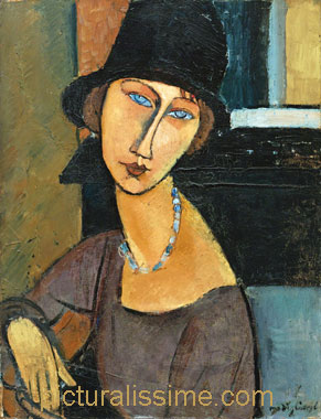 Modigliani Jeanne Hebuterne Collier et Chapeau