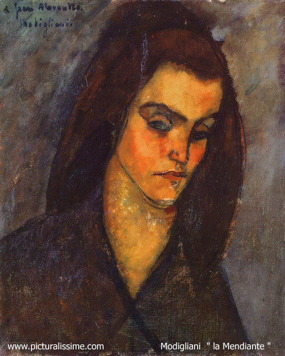 copie reproduction de Modigliani La Mendiante