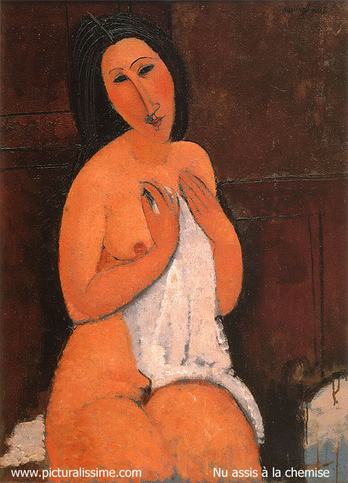 copie reproduction de Modigliani Nu assis etagrave; la chemise