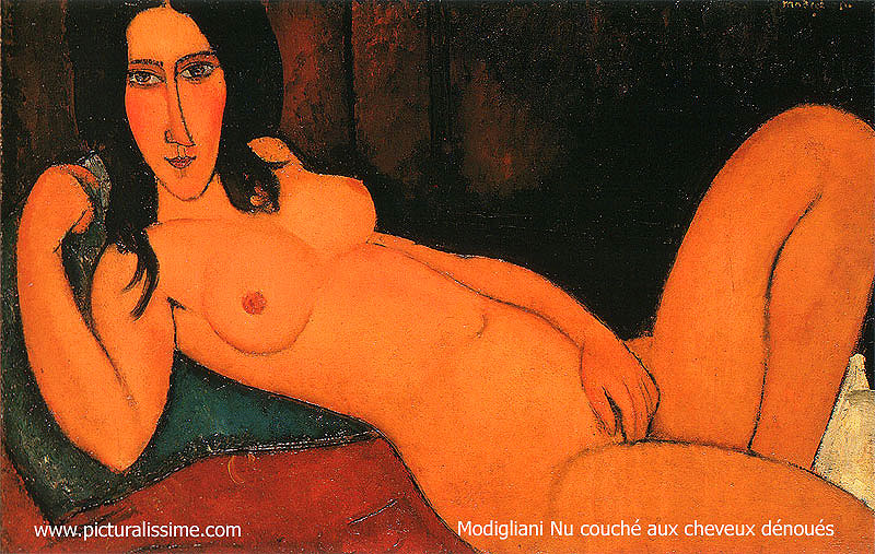 copie reproduction de Modigliani Nu couché aux cheveux dénoués