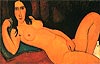 Modigliani Nu couché aux cheveux dénoués