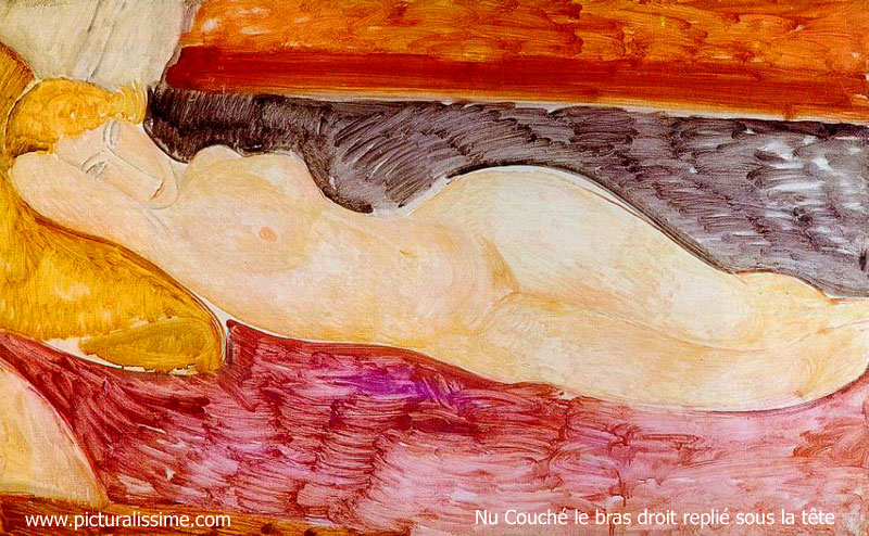 copie reproduction de Modigliani Nu couché le bras droit replié sous la tetecirc;te