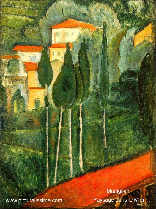 copie reproduction de Modigliani Paysage dans le Midi