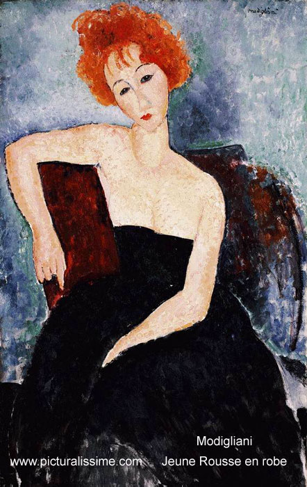 copie reproduction de Modigliani Jeune Rousse en robe