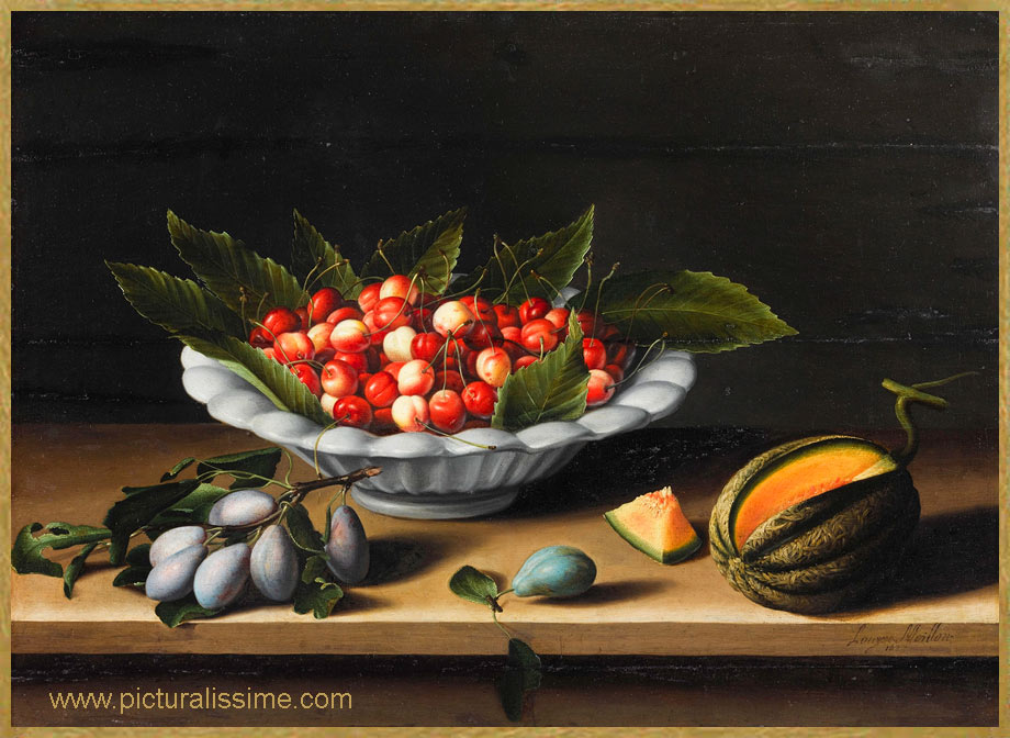 Louise Moillon Coupe avec cerises et melon 