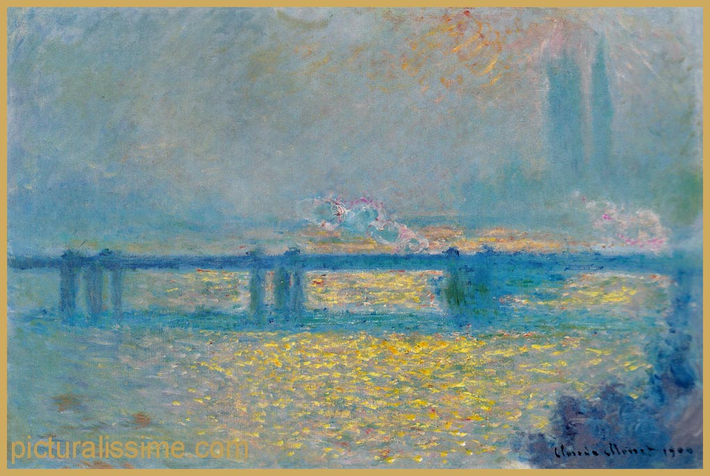 copie reproduction Monet Charing Cross Bridge, temps couvert