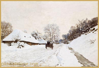 Claude Monet La Charrette, route sous la neige à Honfleur