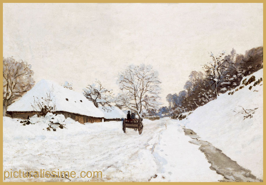 copie reproduction Monet La Charrette route sous la neige Honfleur