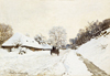 Monet La Charrette, route sous la neige à Honfleur