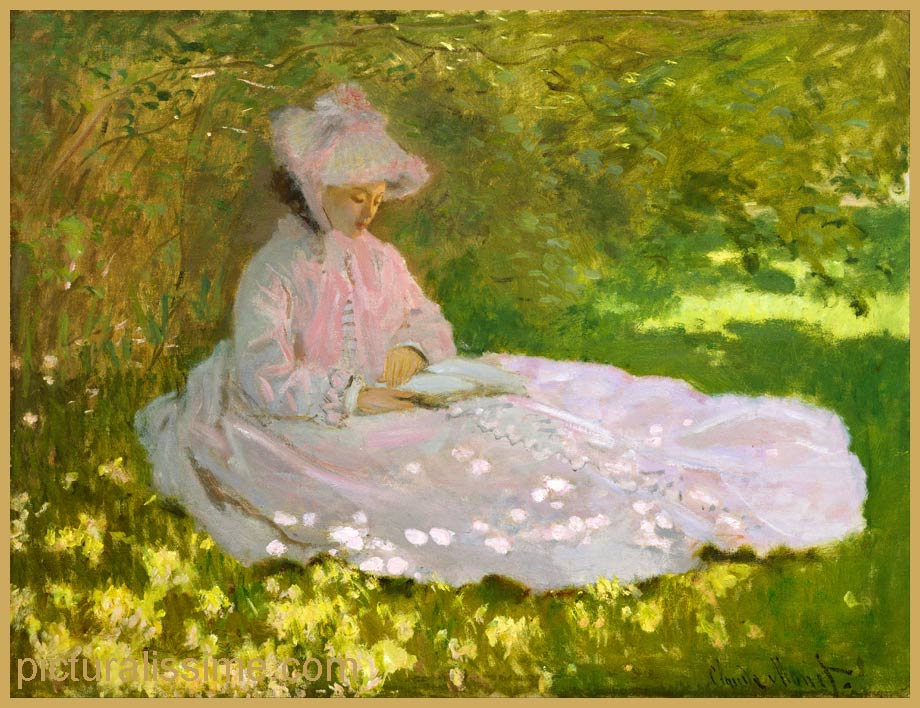copie reproduction Monet famille dans le jardin la liseuse