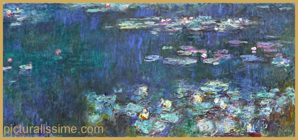 copie reproduction Monet Nymphéas reflet vert partie droite