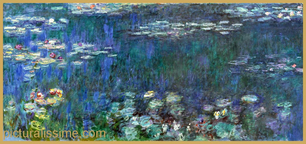 copie reproduction Monet Nymphéas reflet vert partie gauche