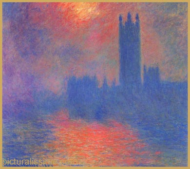 Claude Monet le Parlement trouée de soleil dans le brouillard