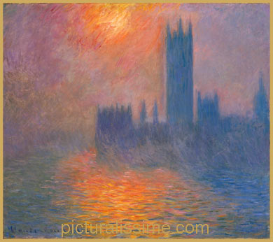 Claude Monet le Parlement coucher de soleil