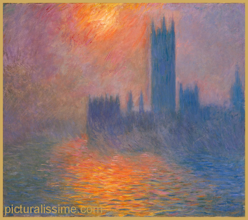 copie reproduction Monet le Parlement coucher de soleil