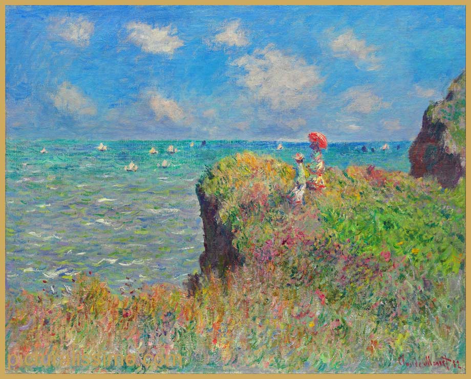 copie reproduction Monet Promenade sur la falaise