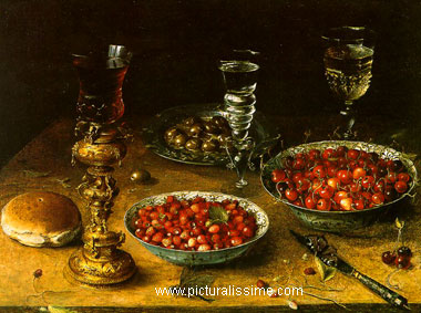 Nature Morte Beert Cerises et fraises