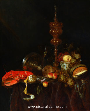 Nature Morte Van beyeren Homard et fruits