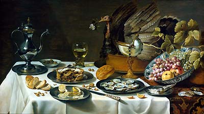 Nature Morte Claesz Pieter Dinde et Tarte