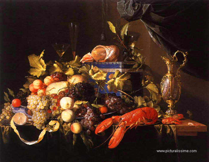 Copie Repropuction Davidsz de Heem fruits et homard