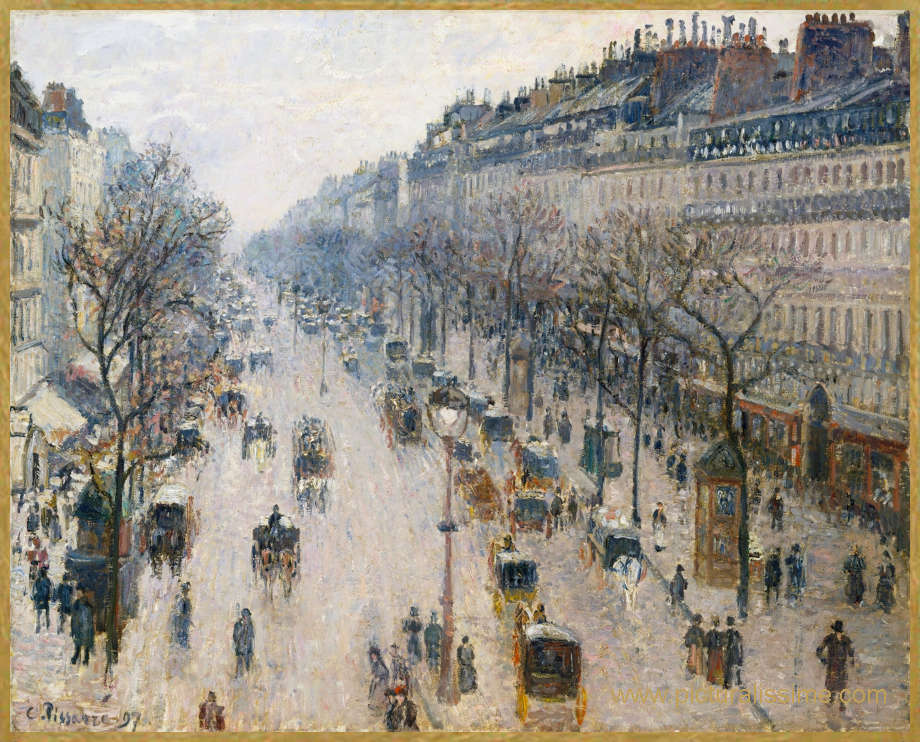 Copie Reproduction de Camille Pissarro Boulevard Montmartre matin d'hiver