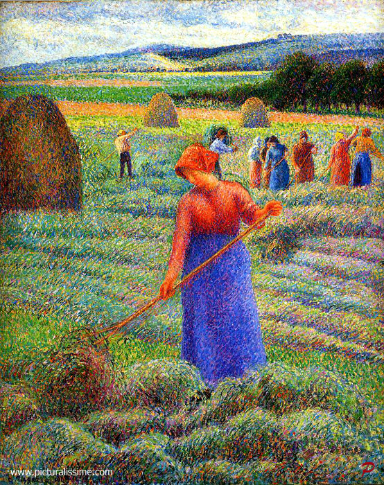 Copie Reproduction de Pissarro Faneuse etagrave; éragny