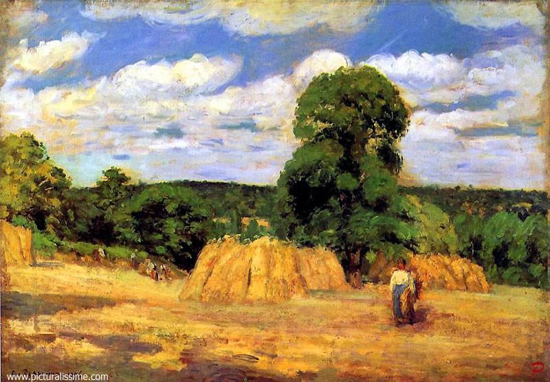 Copie Reproduction de Camille Pissarro la Moisson etagrave; Montfoucault