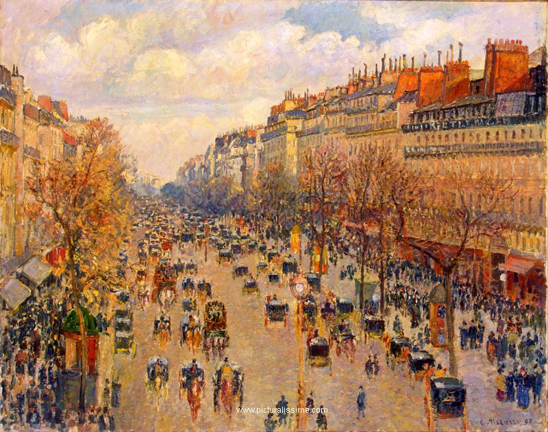 Copie Reproduction de Camille Pissarro Boulevard Montmartre Après midi Soleil