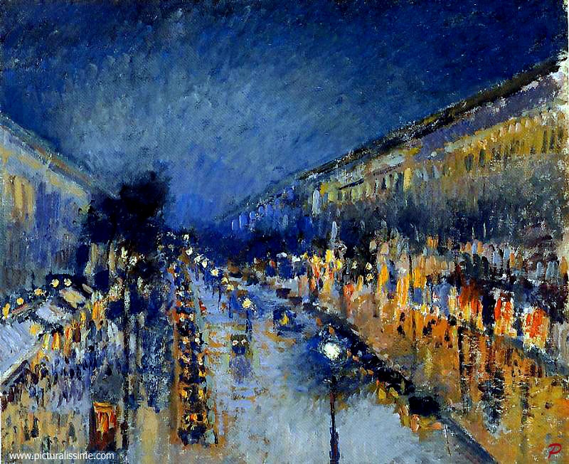 Copie Reproduction de Camille Pissarro Boulevard Montmartre effet de Nuits