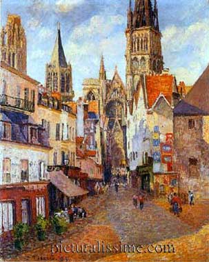 Camille Pissarro rue de l'épicerie à rouen soleil